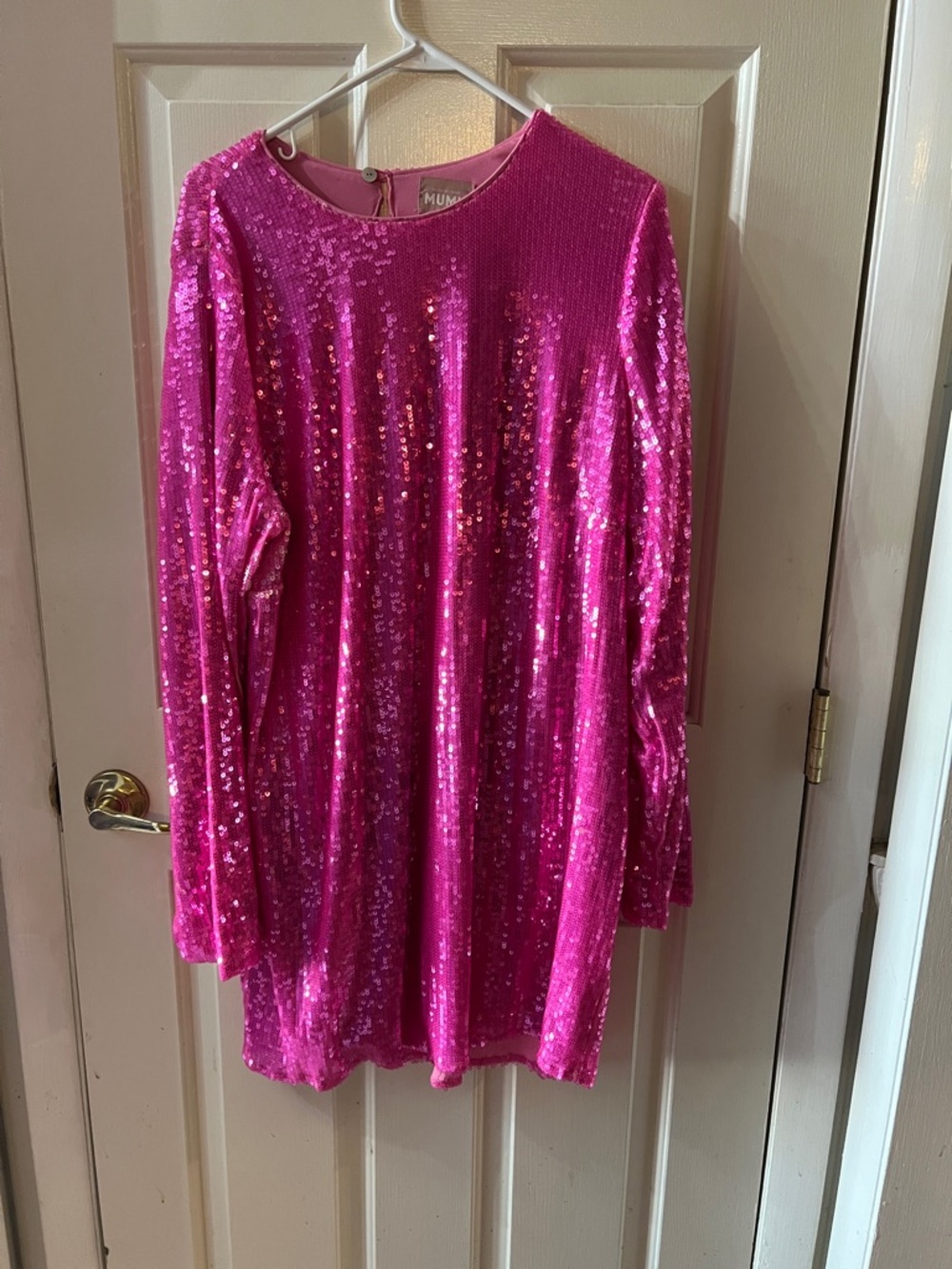 Show Me Your Mumu Hot Pink Sequin Long Sleeve Tunic Dress